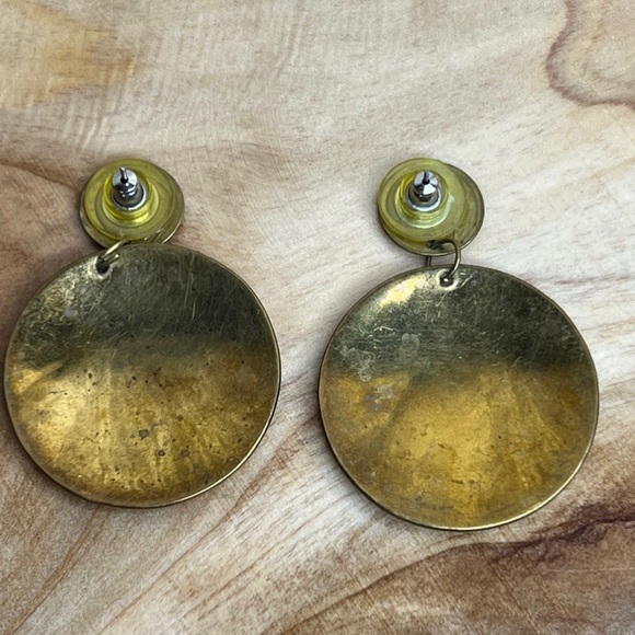 🚫SOLD🚫Vintage Tri-color Basket Weave Earrings Silver Copper Brass - Picture 3 of 8